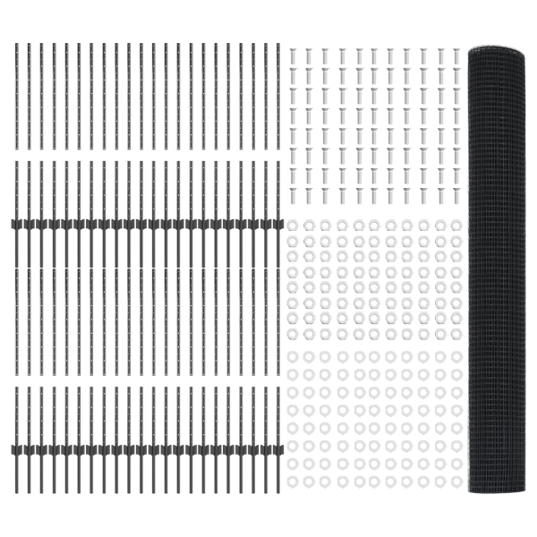Cerca de Arame Soldado com 88 Postes U Cinza 1x100 m Aço M 4
