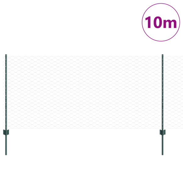 Postes de Cerca  5 pcs U-Channel Verde 100 cm Aço M 3