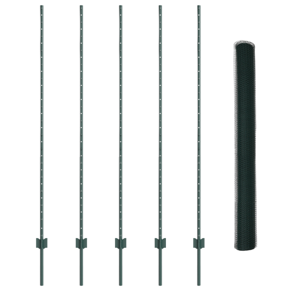 Postes de Cerca  5 pcs U-Channel Verde 150 cm Aço M 4