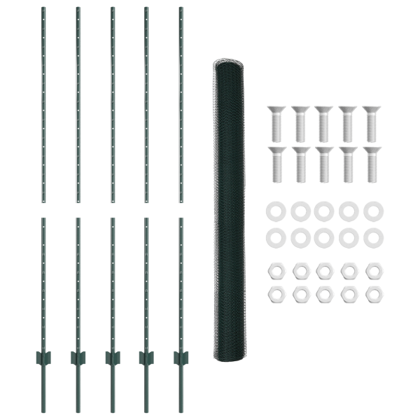 Postes de Cerca  5 pcs U-Channel Verde 150 cm Aço M 5