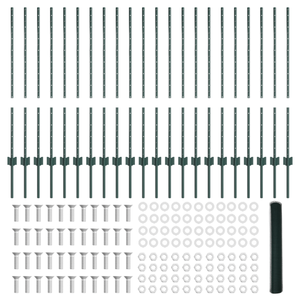 Postes de Cerca  11 pcs U-Channel Verde 100 cm Aço M 5