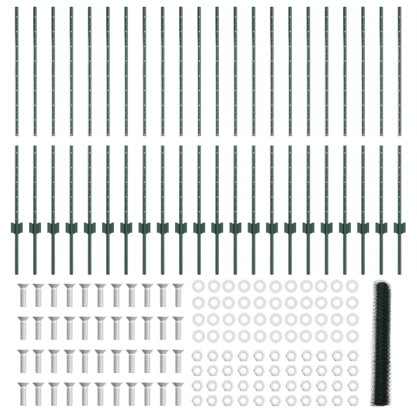 Postes de Cerca  11 pcs U-Channel Verde 120 cm Aço M 5
