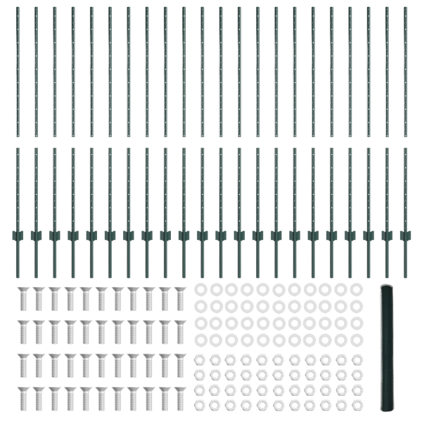 Postes de Cerca  11 pcs U-Channel Verde 140 cm de Aço M 5