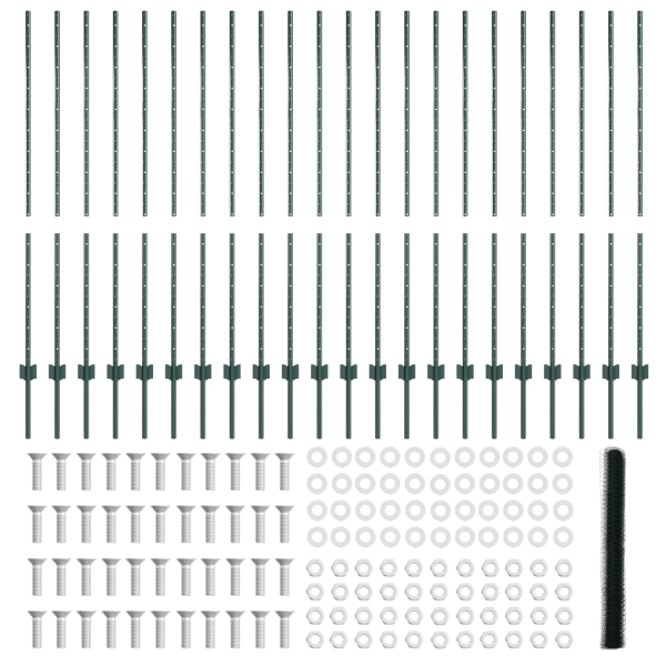 postes para cercas  11 pcs U-Channel Verde 140 cm Acero. Cerca Hexagonal  Verde 1.4x50 m Acero M 5
