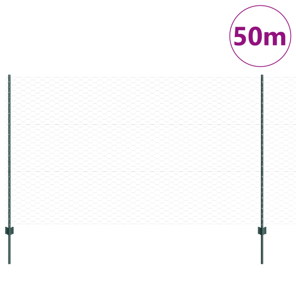 VidaXL Poste de Valla 11 pcs U-Channel Verde 140 cm de Acero. VidaXL Valla Hexagonal Verde 1.4x50 m de Acero M 3