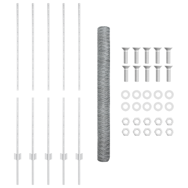 Postes de Cercas  10 pcs U-Channel 140 cm Acero Galvanizado. Cerca Hexagonal  1.4x10 m Acero Galvanizado M 5