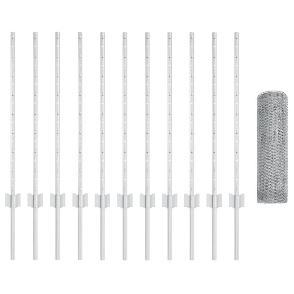 Cerca  Postes 11 pcs U-Channel 80 cm Aço Galvanizado M 2