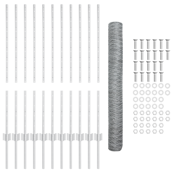 Cerca Hexagonal con 22 Postes en U Plateados 1x25 m de Acero M 5
