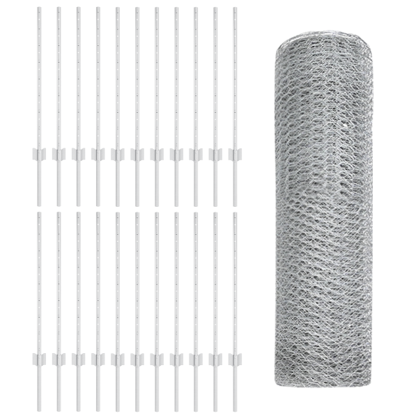 Postes de cerca 11 pcs U-Channel 80 cm Acero galvanizado.  Cerca hexagonal 0.8x50 m Acero galvanizado M 2