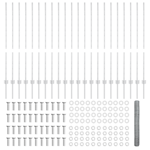 Poste de Cerca 22 pcs U-Channel 120 cm Acero Galvanizado.  Cerca Hexagonal 1.2x50 m Acero Galvanizado M 5