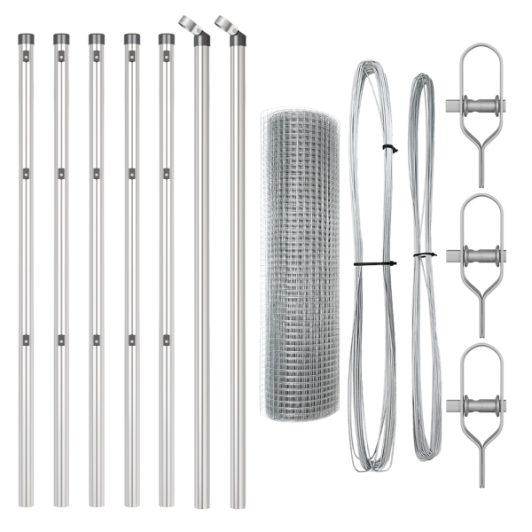 Valla de Alambre Soldado  con 7 Postes 0.4x10 m Acero Galvanizado M 4