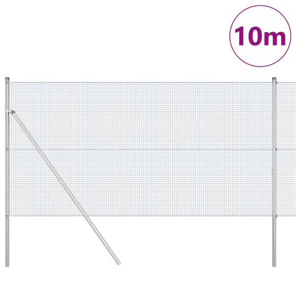 Cerca de Fio Soldado com 7 Postes 1.2 x 10 m Aço Galvanizado M 3