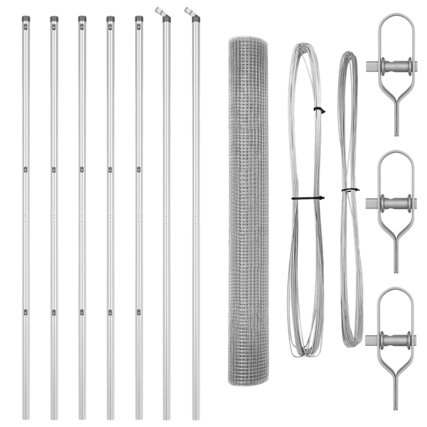 Cerca de Fio Soldado com 7 Postes 1.4x10 m Aço Galvanizado M 4