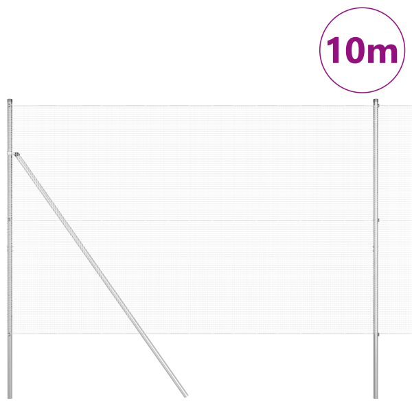 Cerca de Alambre Soldado  con 7 Postes 1.6x10 m Acero Galvanizado M 3