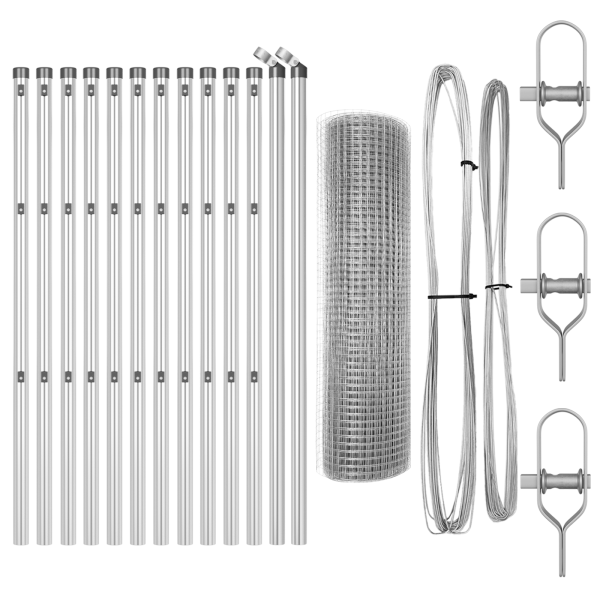 Cerca de Fio Soldado com 13 Postes 0.4x25 m Aço Galvanizado M 4