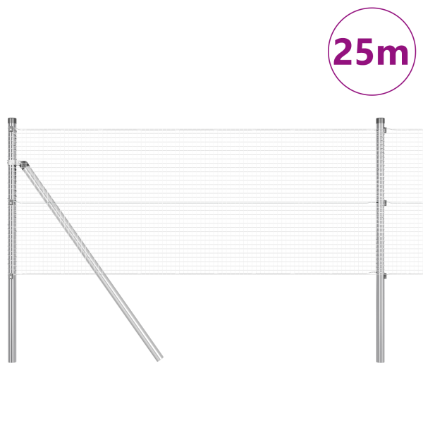 Cerca de Arame Soldada com 13 Postes 0.6x25 m Aço Galvanizado M 3