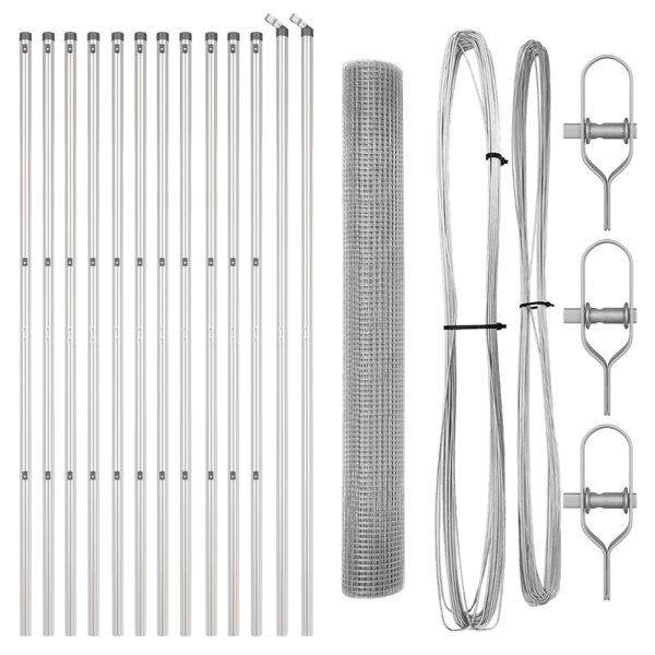 Conjunto de Postes de Cerca de 25 m Conjunto de 2 Acero galvanizado M 4
