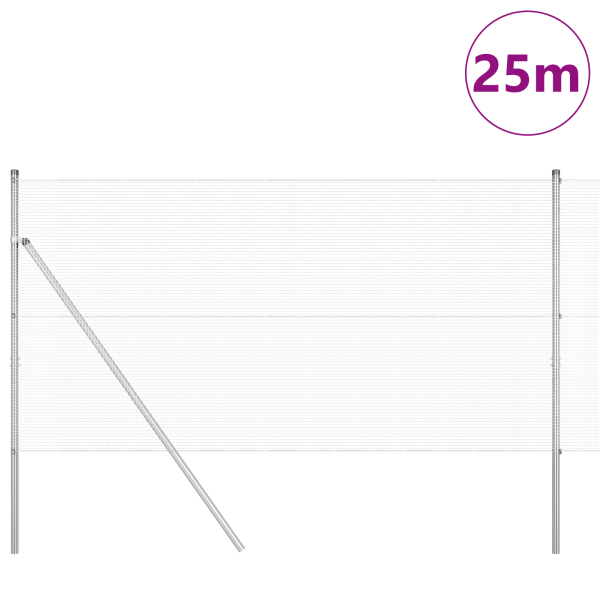 Cerca de Arame Soldado com 13 Postes 1.4x25 m Aço Galvanizado M 3