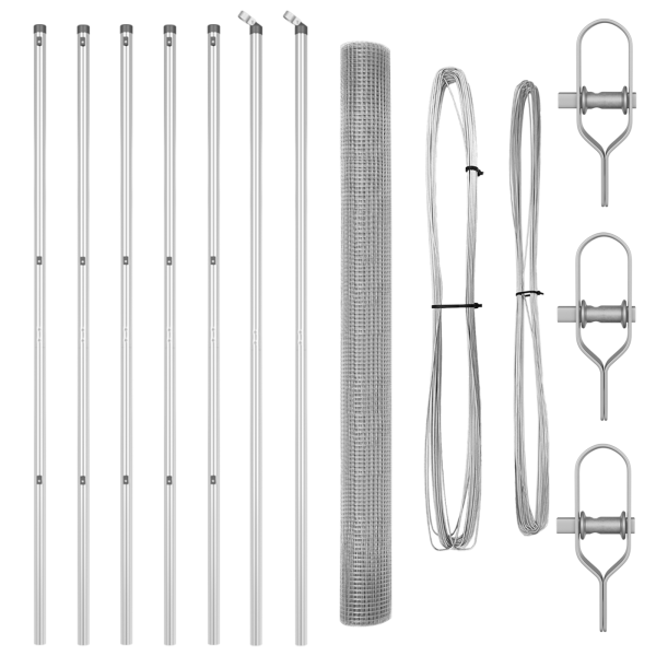 Cerca de Alambre Soldado  con 13 Postes 1.5x25 m Acero Galvanizado M 4