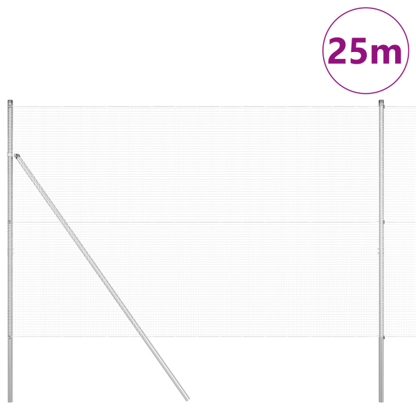 Cerca de Alambre Soldado  con 13 Posts 1.6x25 m Acero Galvanizado M 3