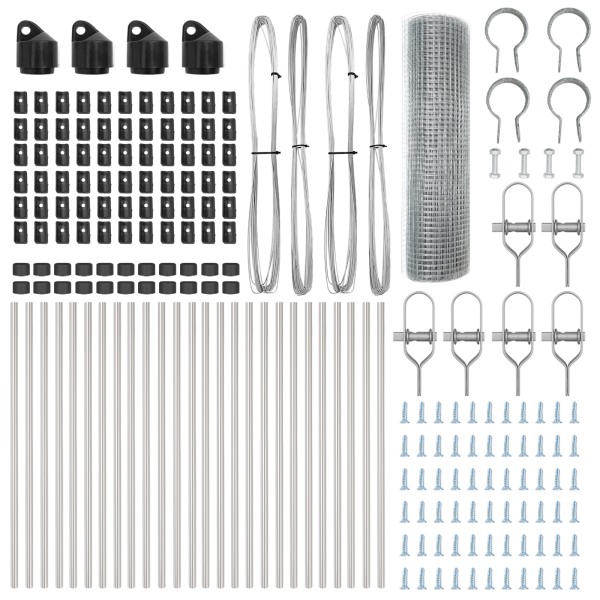 Cerca de Alambre Soldado  con 13 Postes 0.4x50 m Acero Galvanizado M 5