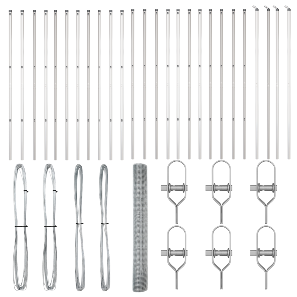 Cerca de Malla Welded  con 13 Postes 1.4x50 m Acero Galvanizado M 4