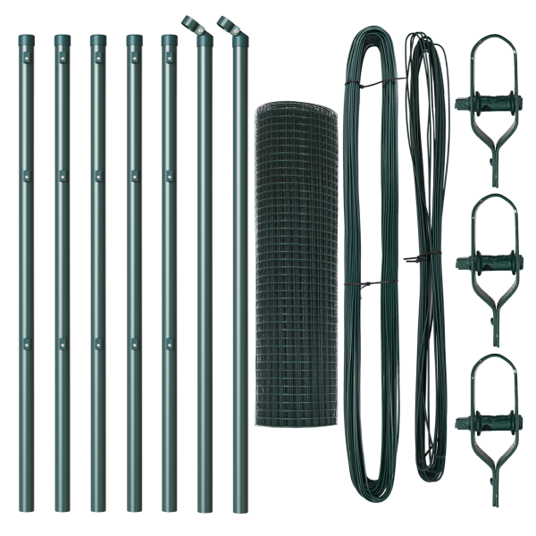 Conjunto de Postes de Cerca Conjunto de 2 Verde Metal 10 x 0.5 m M 4