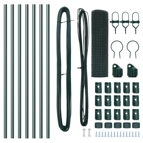 Cerca de Alambre Soldado  con 7 Posts Verde 0.8x10 m Acero M 5