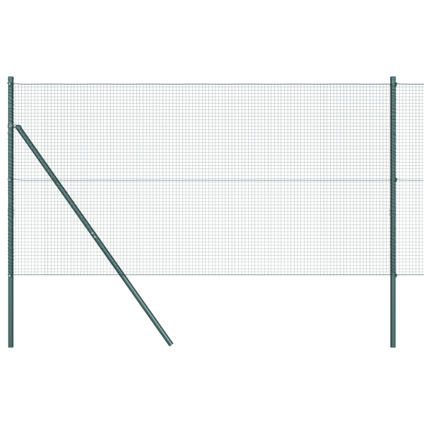 Juego de Postes de Cerca  Juego de 2 Verde Acero. PVC 10 x 1 m M 2