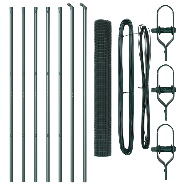 Juego de Postes de Cerca Pack de 2 Verde Malla de metal 10 x 1 m M 5