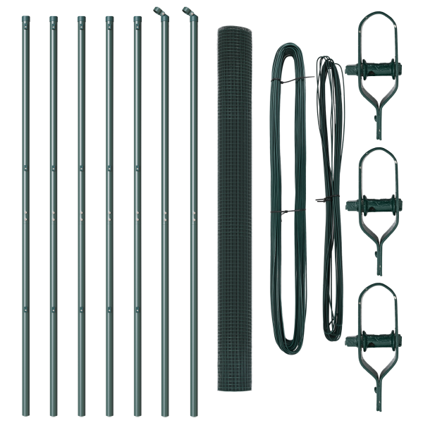 Cerca de Alambre Soldado  con 7 Postes Verde 1.5x10 m Acero M 4