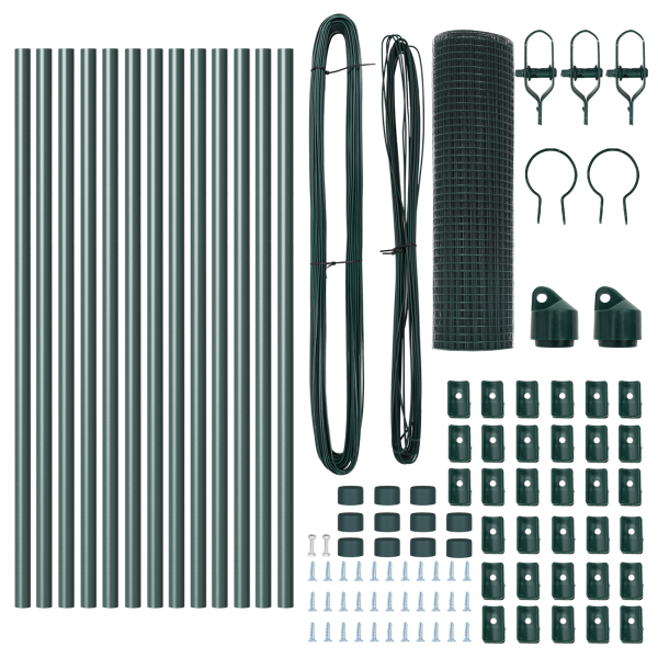 Conjunto de Postes de Cerca Conjunto de 2 Verde Metal 25 x 0.5 m M 5