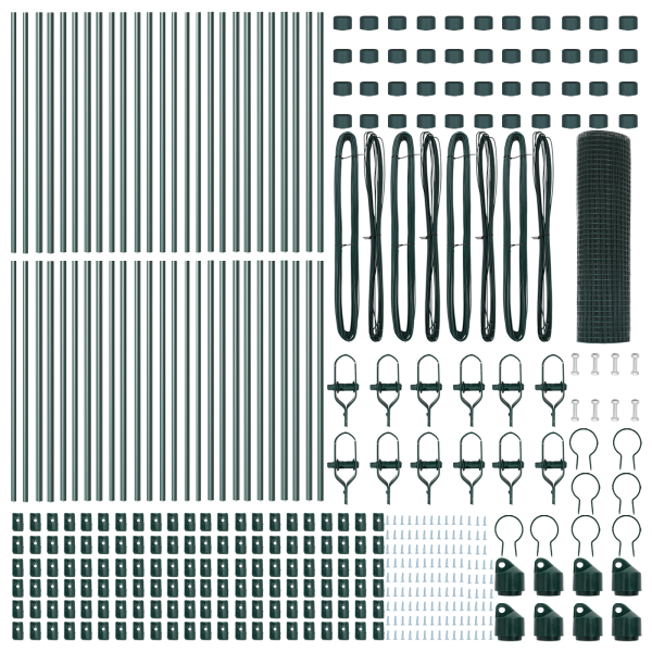 Cerca de Alambre Soldado  con 13 Postes Verde 0.5x100 m Acero M 5