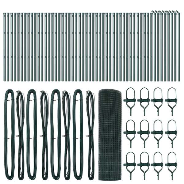 Cerca de Arame Welded com 13 Postes Verde 0.8x100m Aço M 4