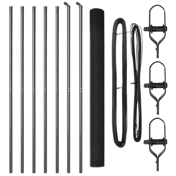 Cerca de Arame Soldado com 7 Postes Cinza 1.5x10 m de Aço M 4