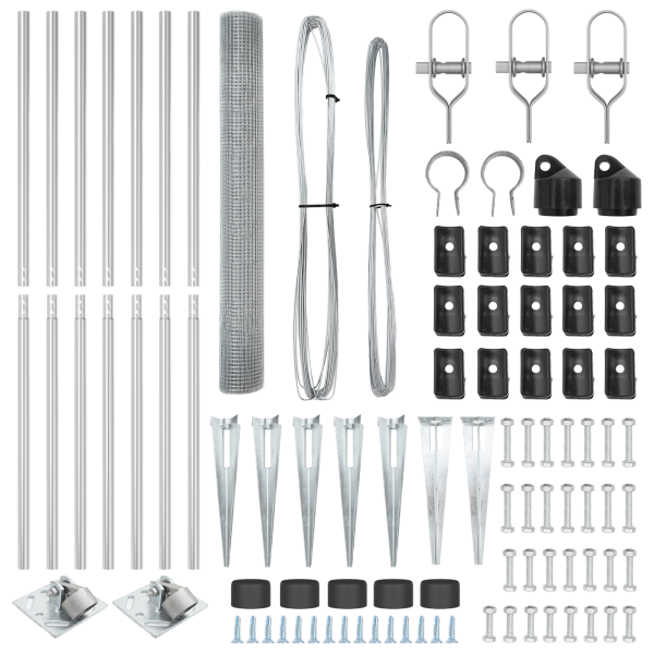 Cerca de Malla Soldada  con 7 Postes de Pica 10 x 1.4 m Acero Galvanizado M 5