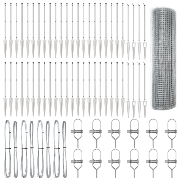 Cerca de Alambre Soldado  con 13 Postes con Picos 0.5x100 m Acero Galvanizado M 5