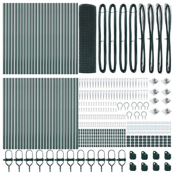 Cerca de Alambre Soldado con 13 Postes de Piquete Verde 0.4x100 m Acero M 4