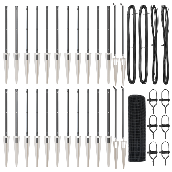 Cerca de Malla Soldada  con 13 Postes de Pico Gris 0.4x50 m Acero M 2