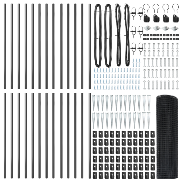 Cerca de Arame Soldado com 13 Estacas de Fixação Cinza 1x50 m Aço M 4