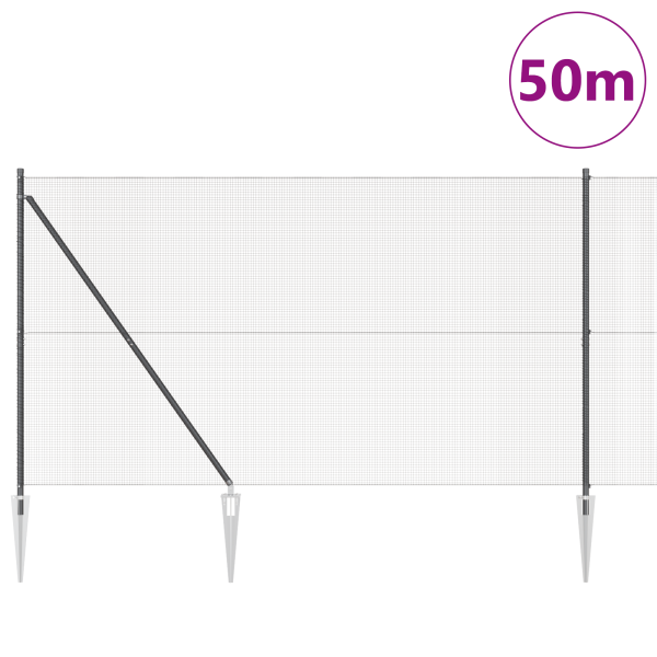 Cerca de Arame Soldado com 13 Postes Espigados Cinza 1.5x50 m Aço M 3