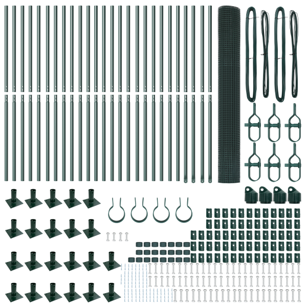 Valla de Alambre Soldado  con 13 Postes Flangeados Verde 1.2x50 m de Acero M 4