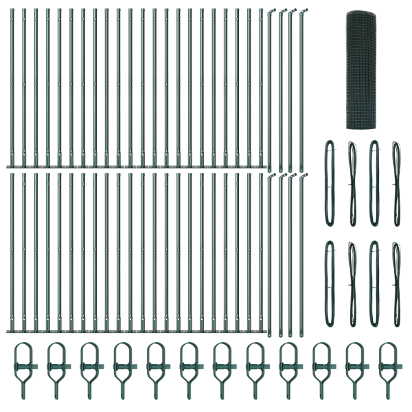 Cerca de Alambre Soldado  con 13 Postes Flangados Verde 0.8x100 m Acero M 2