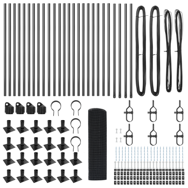 Cerca de Malla Soldada  con 13 Postes con Brida Gris 0.4x50 m Acero M 4