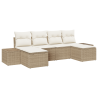 Conjunto de Sofás de Jardim de 6 Peças com Almofadas Bege Rattan Sintético 2