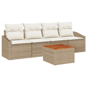 Conjunto de Sofás de Jardim 5 pcs Bege. branco 55 x 55 x 37 cm H