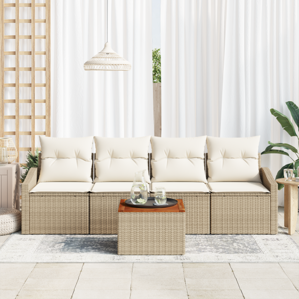 Conjunto de Sofás de Jardim 5 pcs Bege. branco 55 x 55 x 37 cm M 3