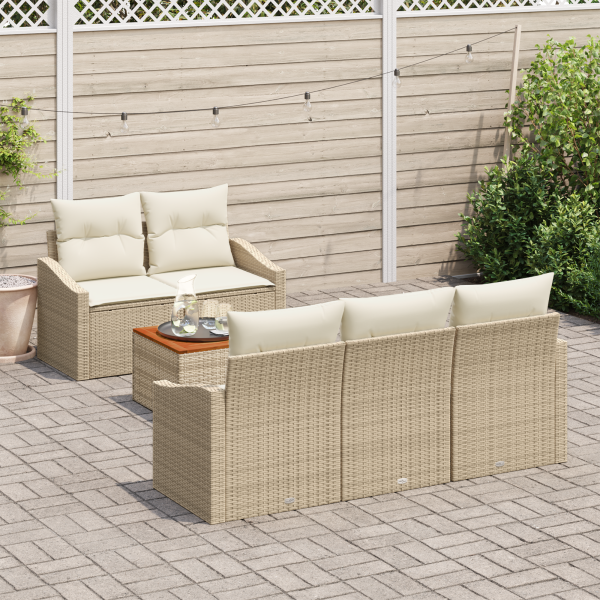 Conjunto de Sofá de Jardim 6 pcs Bege. branco 55 x 55 x 37 cm M 3