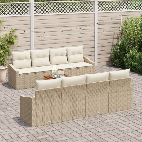 Conjunto de Sofá de Jardim 7 pcs Bege. branco 55 x 55 x 37 cm M 3