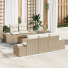 Conjunto de Sofá de Jardim 6 pcs Bege. branco 55 x 55 x 37 cm 1